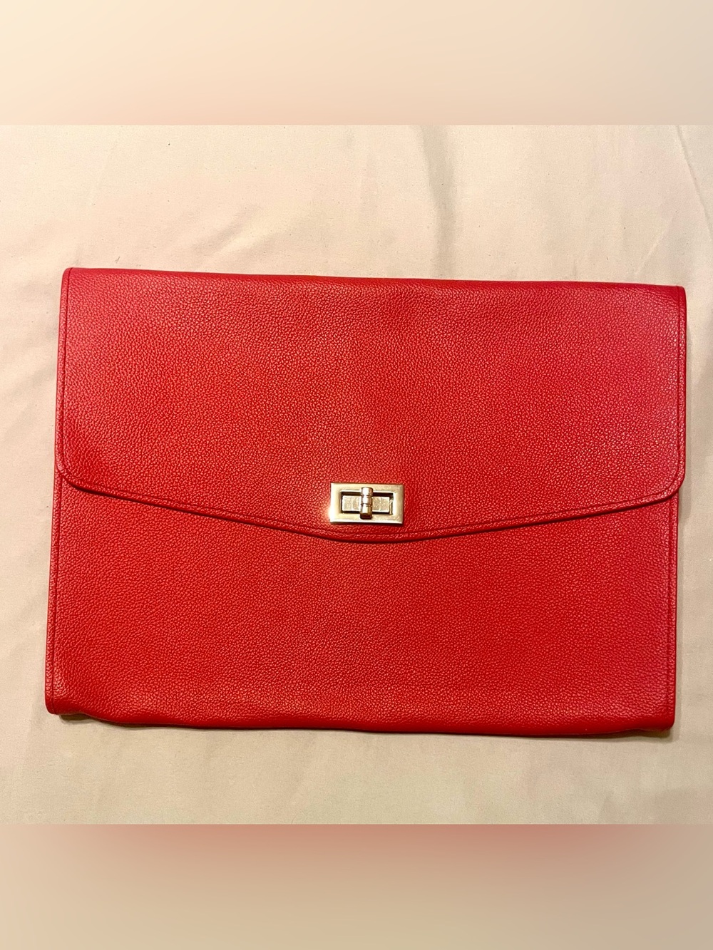 Red Envelope Filing Clutch with Turn-Lock Closure